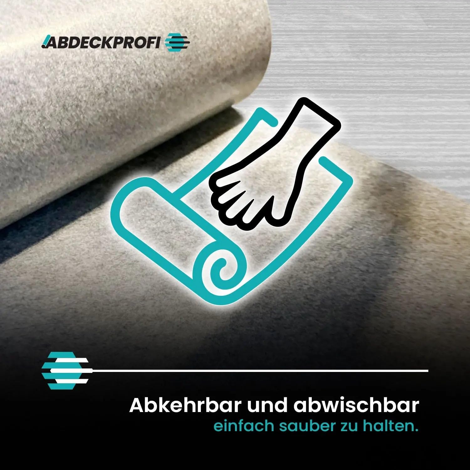 Abdeckvlies Folienseite klebend – 350 g/m² - 1m x 25m (25m²), Renovierungsvlies, Malervlies, Abdeckvlies selbsthaftend, Treppenvlies