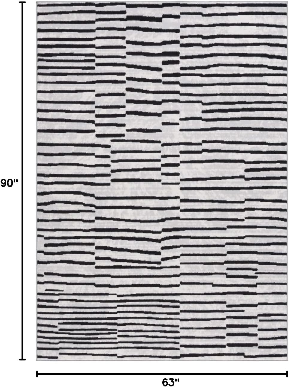 SAFAVIEH Odyssey Collection Area Rug - 5'3" x 7'6", Grey & Black, Modern Stripe Design, Non-Shedding & Easy Care, Ideal for High Traffic Areas in Living Room, Bedroom (ODY814F)