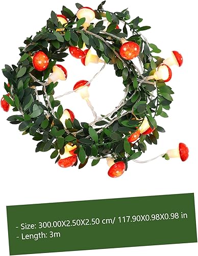 Miniatura 6 de OKUMEYR Cadena de iluminación de hongos con luces LED para cortina, guirnalda de hojas verdes, guirnalda de árbol colgante, luces verdes, luces de