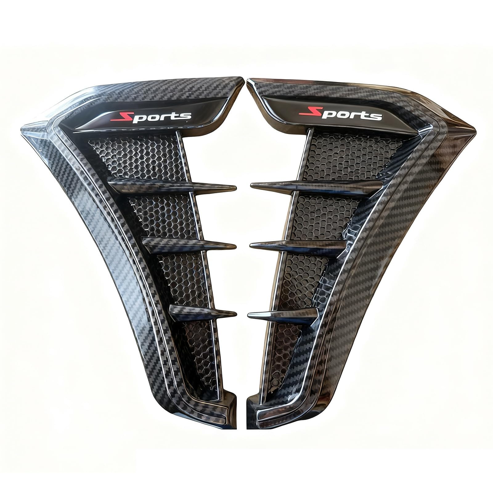 ONEMAJI 2Pcs Side Fender Vents Sticker for Ford Kuga 3 III ST-Line Vignale 2019-2024, Airflow Intake Grille Bonnet Trim Glossy Black Exterior Emblem Shroud Badge Decoration,carbon fiber color