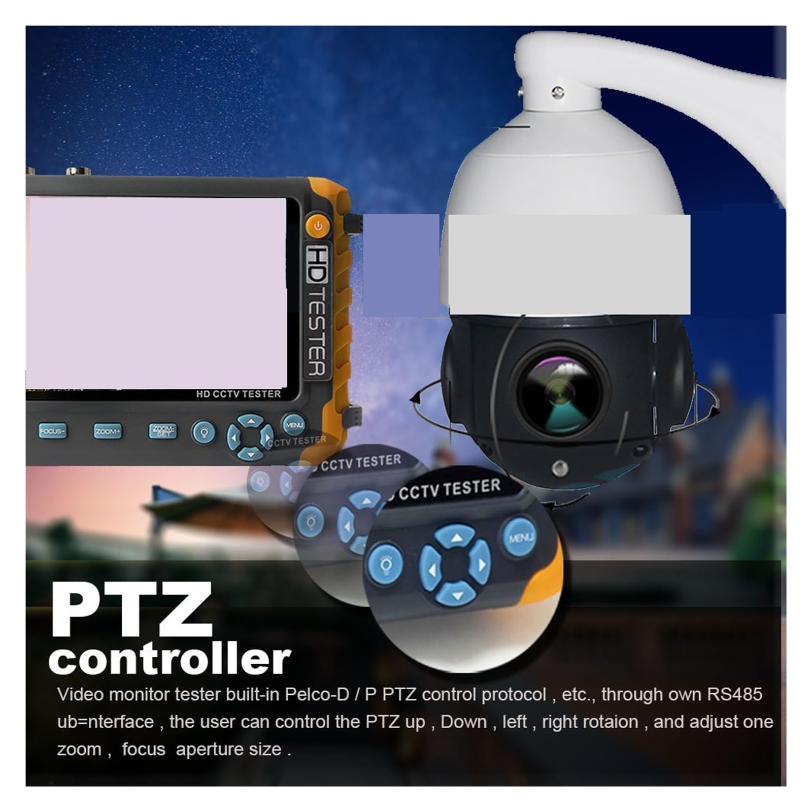 Supporto per tester CCTV per telecamera IP Tester Cctv Da 5 Pollici 8mp TVI CVI 8mp AHD 4-in-1 Tester For Telecamera Video, Monitor AHD Tester Potabile IV8W IV8C VGA PTZ Controller(IV8C)