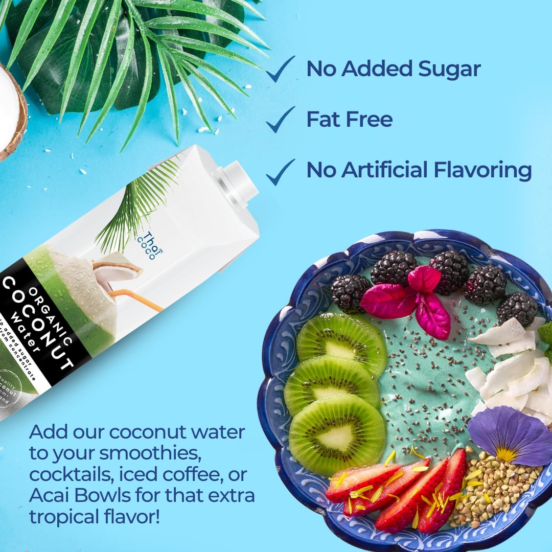 Thai Coco - Organic Natural Coconut Water No Sugar Added - 33.8 fl. oz. 6 Pk - Image 5