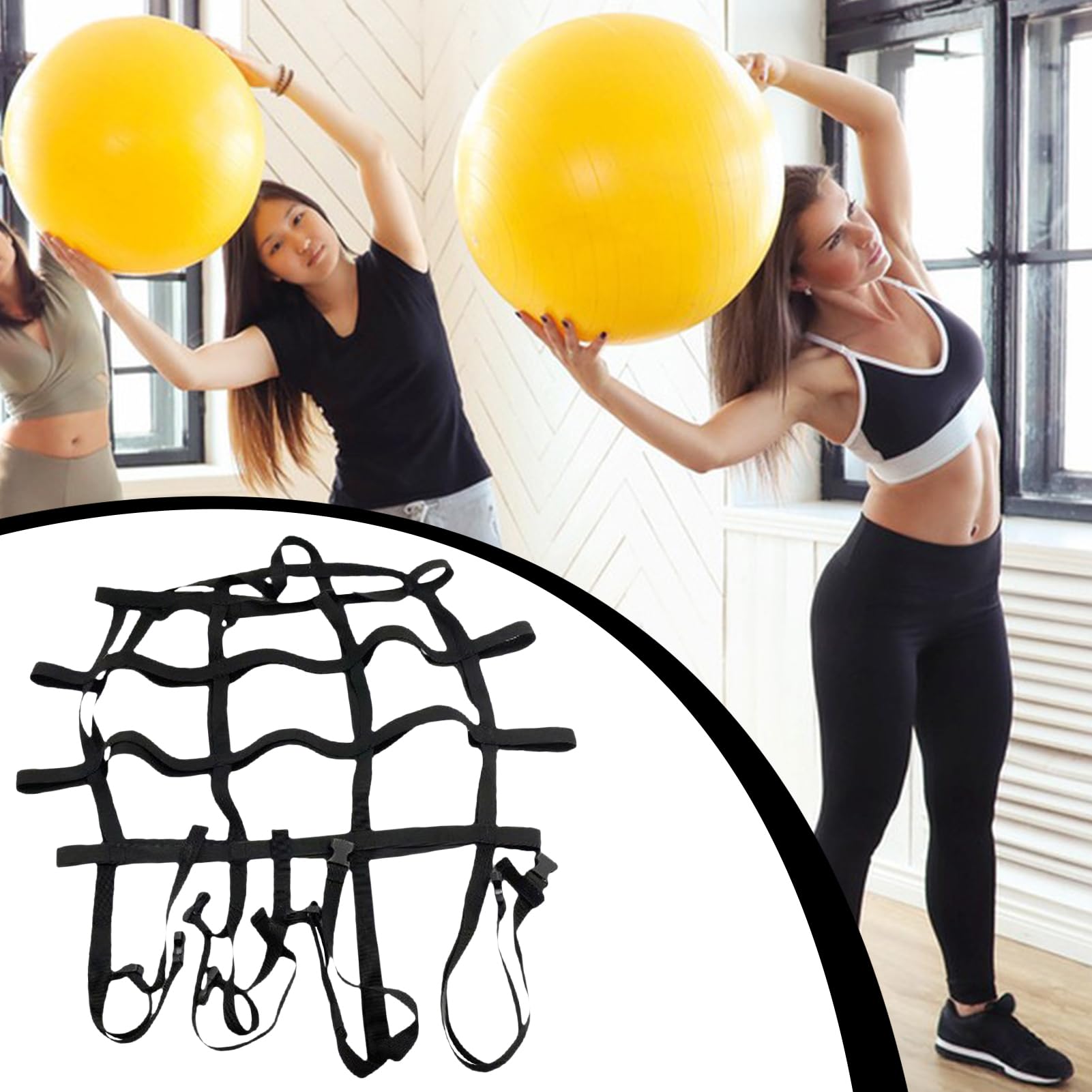 Exercise Ball Strap - Nylon Webbing Lightweight Adjustable Backflip Training Auxiliary Strap | Portable Belt for Travel Home Gym Aerobic Sports Stretching Strengthening