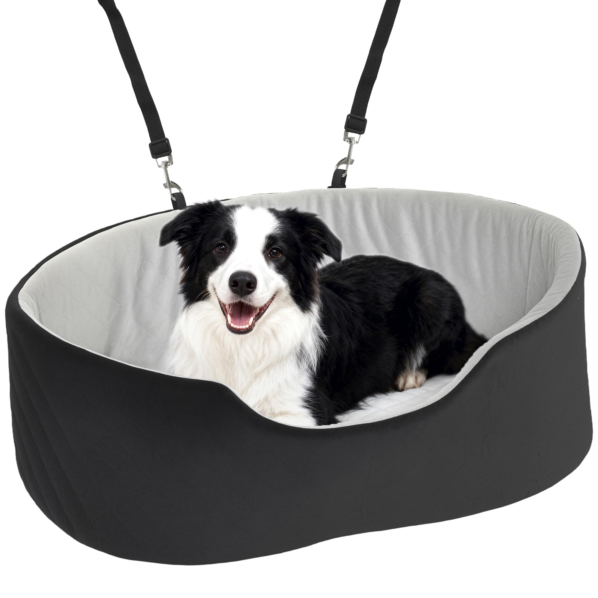 PawHut Asiento de Coche para Perros Pequeños y Medianos, Asiento de Coche para Mascotas hasta 15 kg, Cama de Viaje con Cinturón de Seguridad, Base Antideslizante y Funda Desmontable Lavable