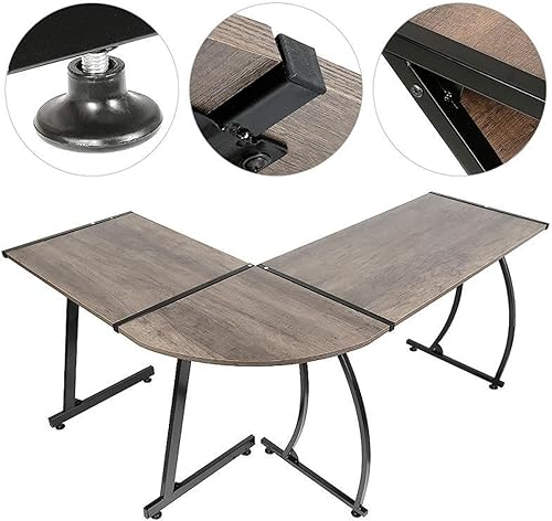 Miniatura 3 de Escritorio en forma de L escritorio de PC en forma de L muebles de oficina en casa marco de metal duradero mesa de estudio escritorio de escritura