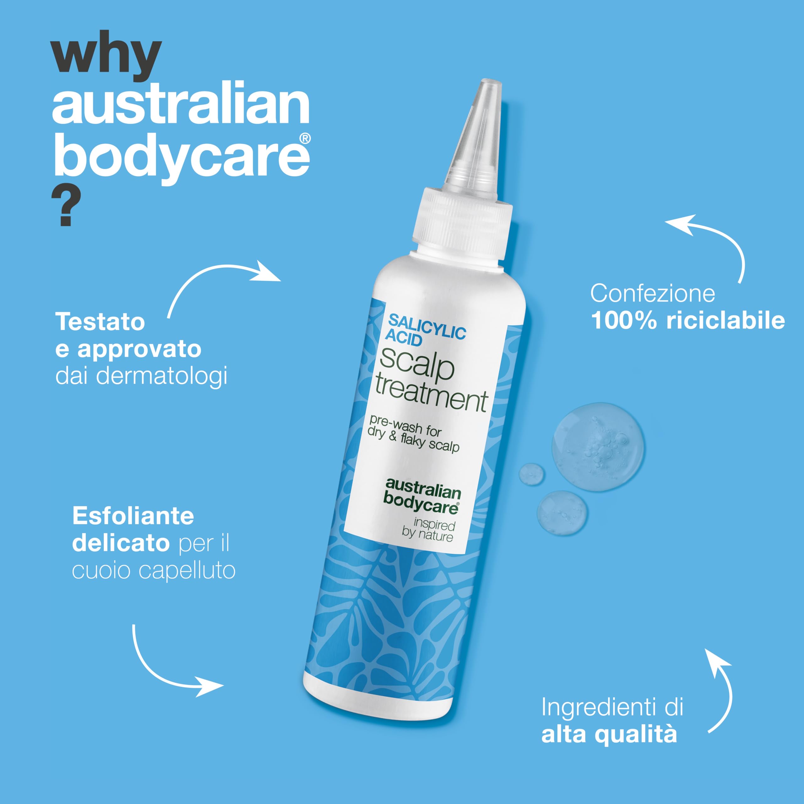 Peeling Cuoio Capelluto all'Acido Salicilico contro Forfora, Prurito & Secchezza - Trattamento Pre-Lavaggio 10 Minuti Esfolia & Pulizia Profonda con Acido Salicilico & Piroctone Olamine - 150 ml