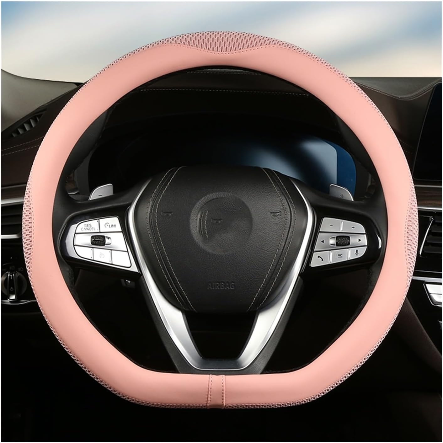Car Steering Wheel Cover for D Type Car Steering Wheel Cover Ice Silk Car Decorations Fashionable and Beautiful (Color : 5#)
