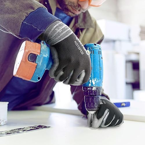 Miniatura 3 de KAYGO KG15P - Guantes de trabajo con revestimiento de poliuretano, nailon Lite, para la seguridad, revestimiento de poliuretano gris, muñeca de