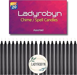 Black Taper Candles - Set of 20 Dripless Candles Halloween Flickering Candles, Ideal for Halloween, Christmas, Holiday Decor, Theme Party, Spell Candles (Set of 20, Black)