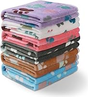 Luciphia 6-Pack Soft Fluffy Fleece Pet Blankets for Dogs & Cats - Large 41x31 Paw Print Warm Cozy Bedding
