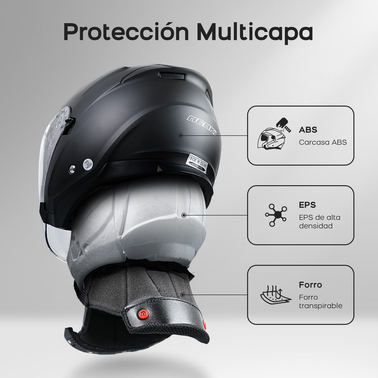 Casco Moto Jet ECE 22.06 Homologado，Casco Moto Abierto Custom Scooter para Mujer Hombre Adultos con Doble Visera