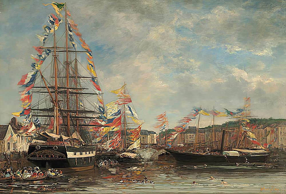 Affiche Fête dans la rade de Honfleur Eugène Boudin impression toile 60x90cm