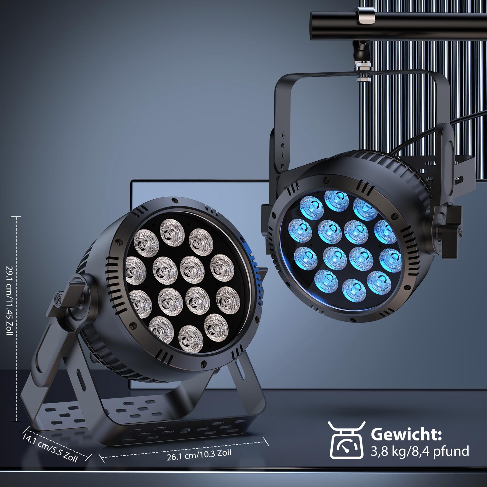 2PCS 210W Par LED IP65, RGBW 14 LED Luce Scena Impermeabili Controllo D MX 4/9CH, Dimmer 0-100% illuminazione da palco per Discoteca show Festa Scena Performance nei Giorni di Pioggia