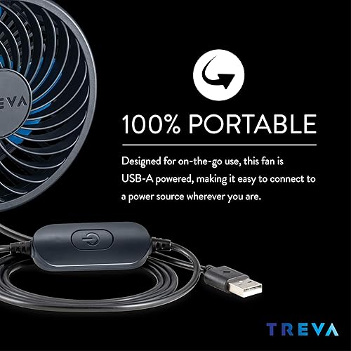 Miniatura 7 de Treva Ventilador alimentado por USB de 3.5 pulgadas con ventosa, ventilador de 3 velocidades con cabezal giratorio para automóvil, campamento,
