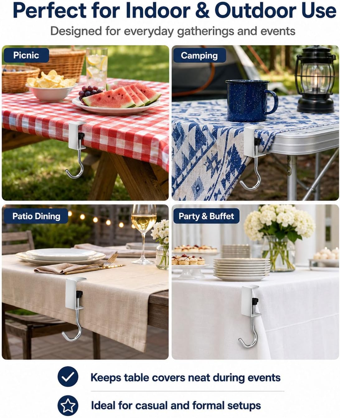 12 Pack Adjustable Metal Tablecloth Clips for Outdoor Tables image 5