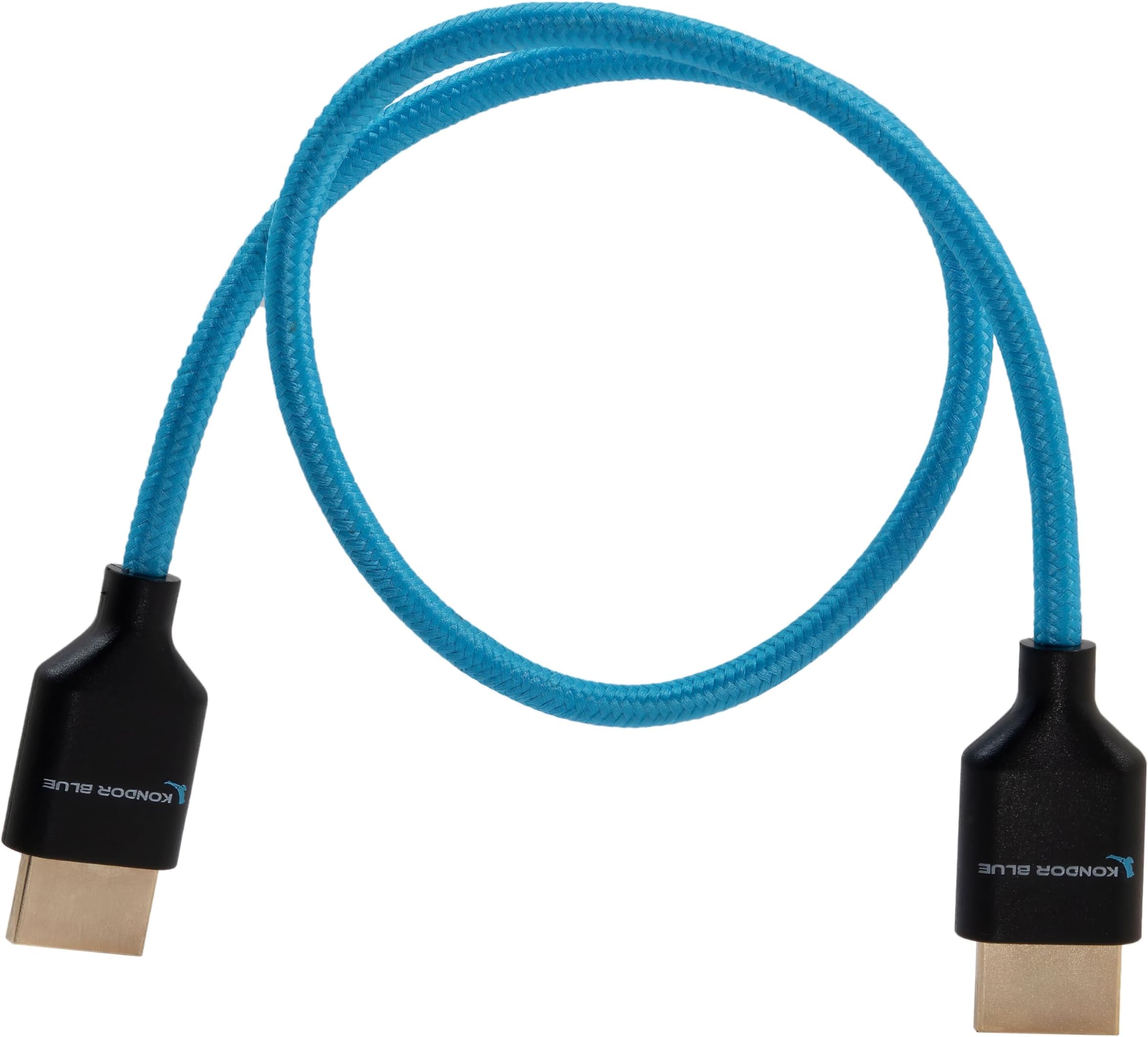 Full HDMI 2.1 8K 17” Straight Braided Cable | Type A Male to Male, Ultra High Speed 48Gbps, 8K/60Hz, 4K/120Hz, HDR, 3D | for On-Camera Monitors, Recorders, Cinema Cameras | Blue