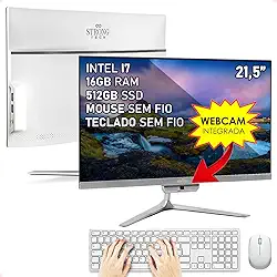 Computador Completo All In One Intel Core i7 21,5" Full HD 16GB SSD 512GB 4 Núcleos Super Turbo Hdmi Teclado e Mouse Strong Tech
