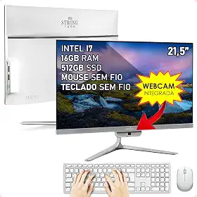 Computador Completo All In One Intel Core i7 21,5" Full HD 16GB SSD 512GB 4 Núcleos Super Turbo Hdmi Teclado e Mouse Strong Tech