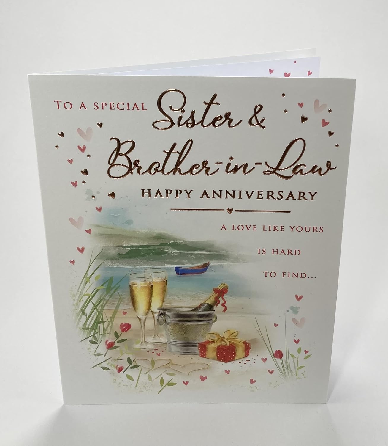 To A Special Sister and Brother in law Anniversary Card - Size 6" X 8", brown|yellow|grey|black|beige, 6 x 8 inch - Image 4