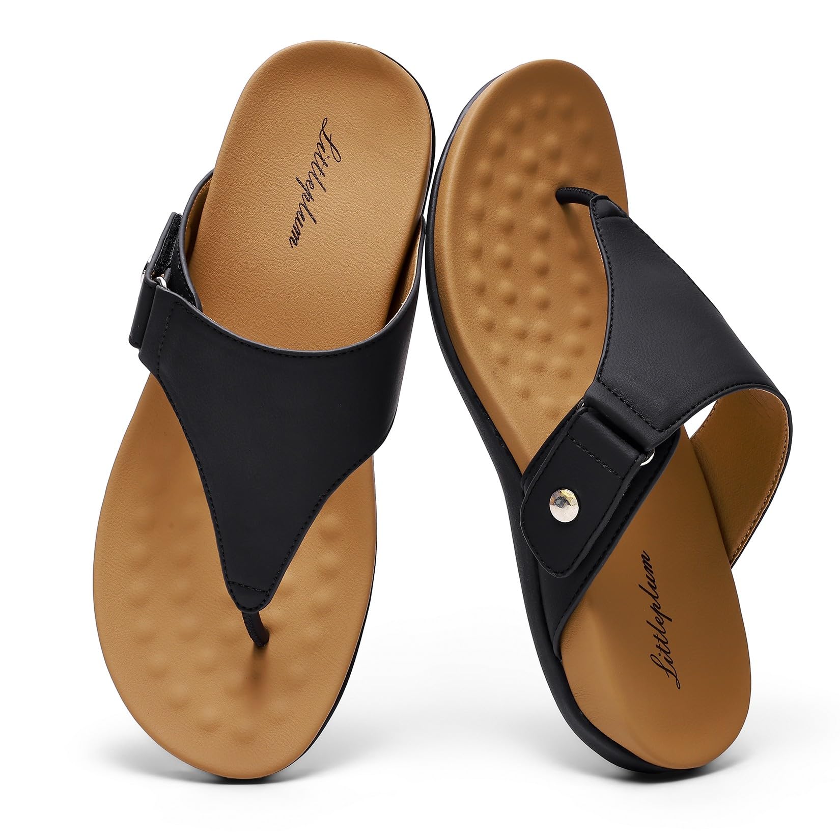 Littleplum Damen Zehentrenner Sandalen Sommer Bequeme Pantoletten mit Massage-Sohle Freizeitschuhe Flip Flops Damen für Indoor/Outdoor