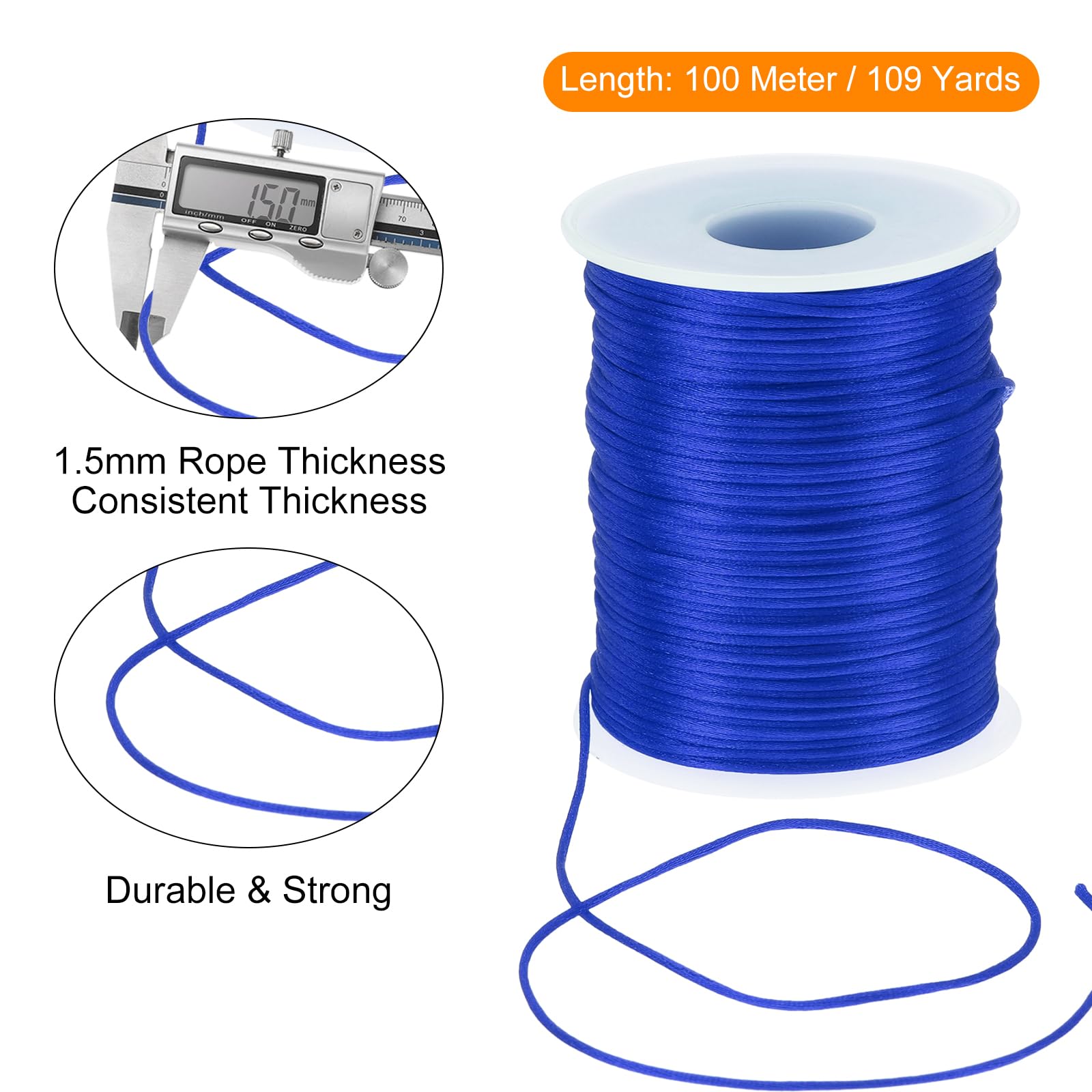 uxcell 109 Yards 1.5mm Satin String Cord - Image 2