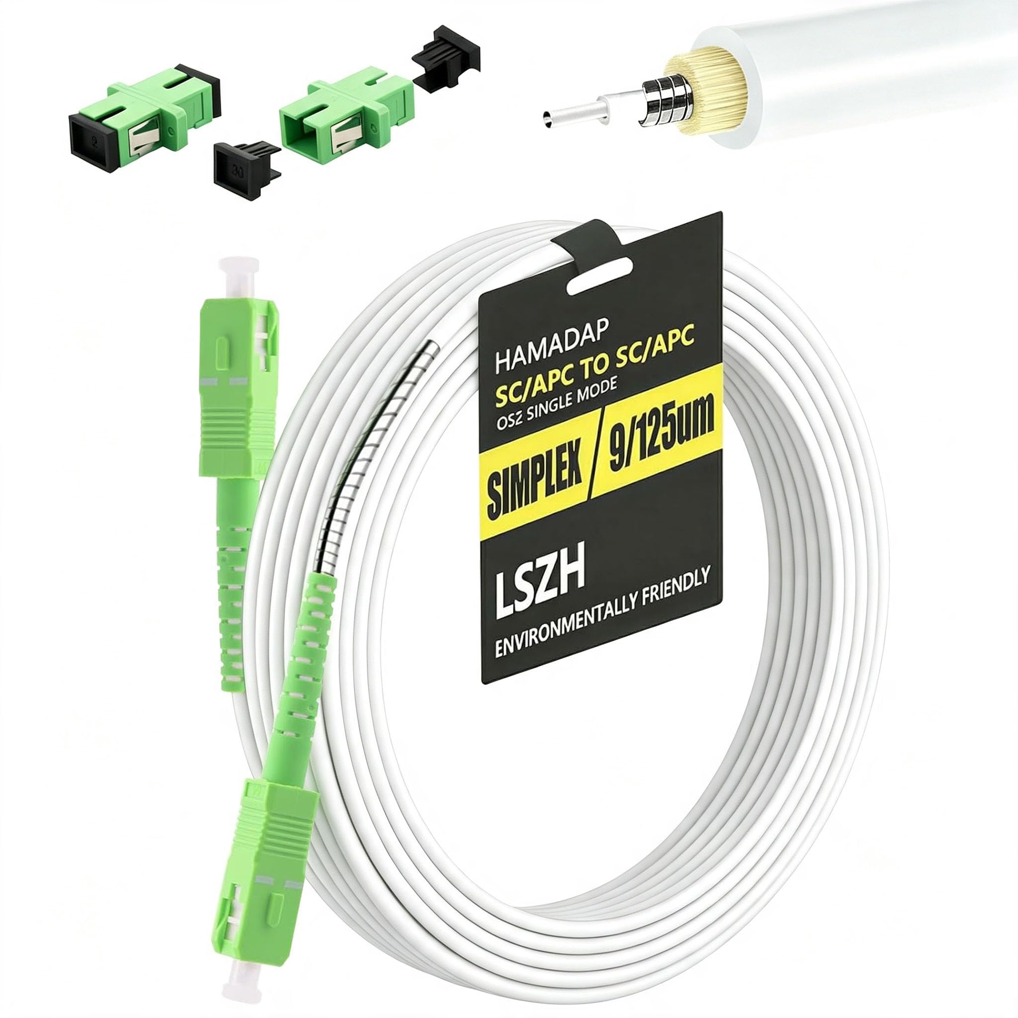 50FT Armored SC/APC to SC/APC Fiber Optic Internet Cable, Pet-Proof