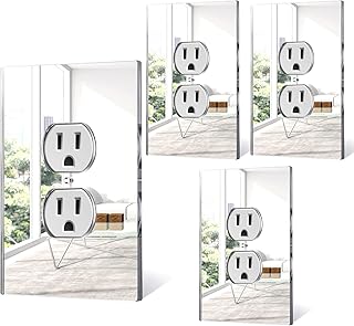 5.5 x 3.5 Inch Mirror Light Switch Covers Outlet Covers Jumbo Acrylic Duplex Wall Plate Mirrored Clear Electrical Outlet Cover for Bathroom Indoor Outdoor Supplies Oversize (Single Gang Socket,4 Pcs)
