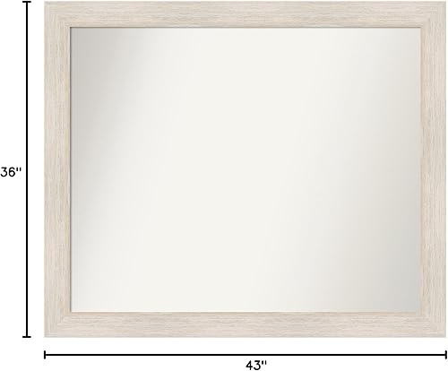 Miniatura 6 de Amanti Art Espejo de baño blanco para sobre el fregadero, 36 x 43 pulgadas, espejo rectangular de tocador rectangular de madera blanca lavada a