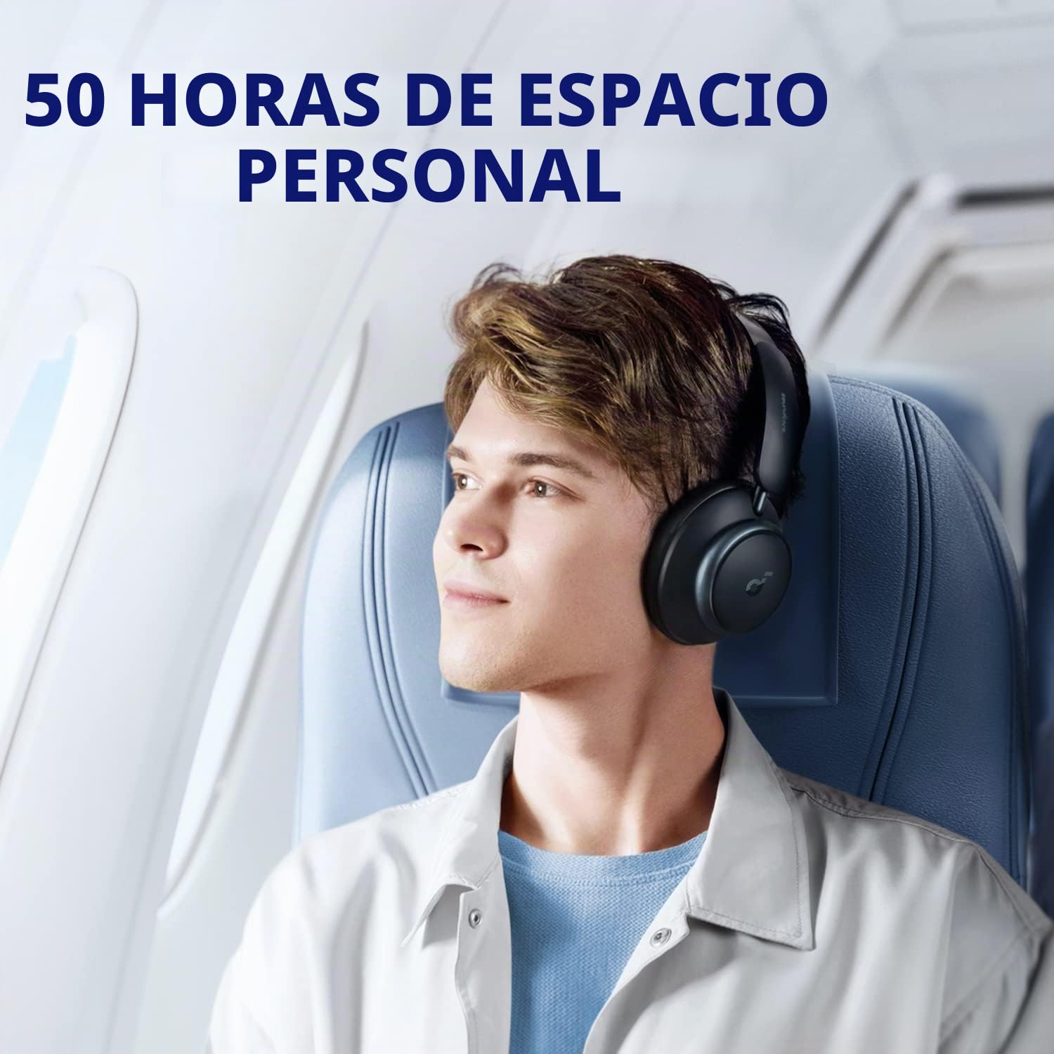 Soundcore by Anker Space Q45 Cascos Inalámbricos Cancelación Ruido Activa Adaptativas, hasta 98% Reducción Ruido, 50 h Reproducción, LDAC Hi-Res Audio Inalámbrico, Control App, Bluetooth 5.3