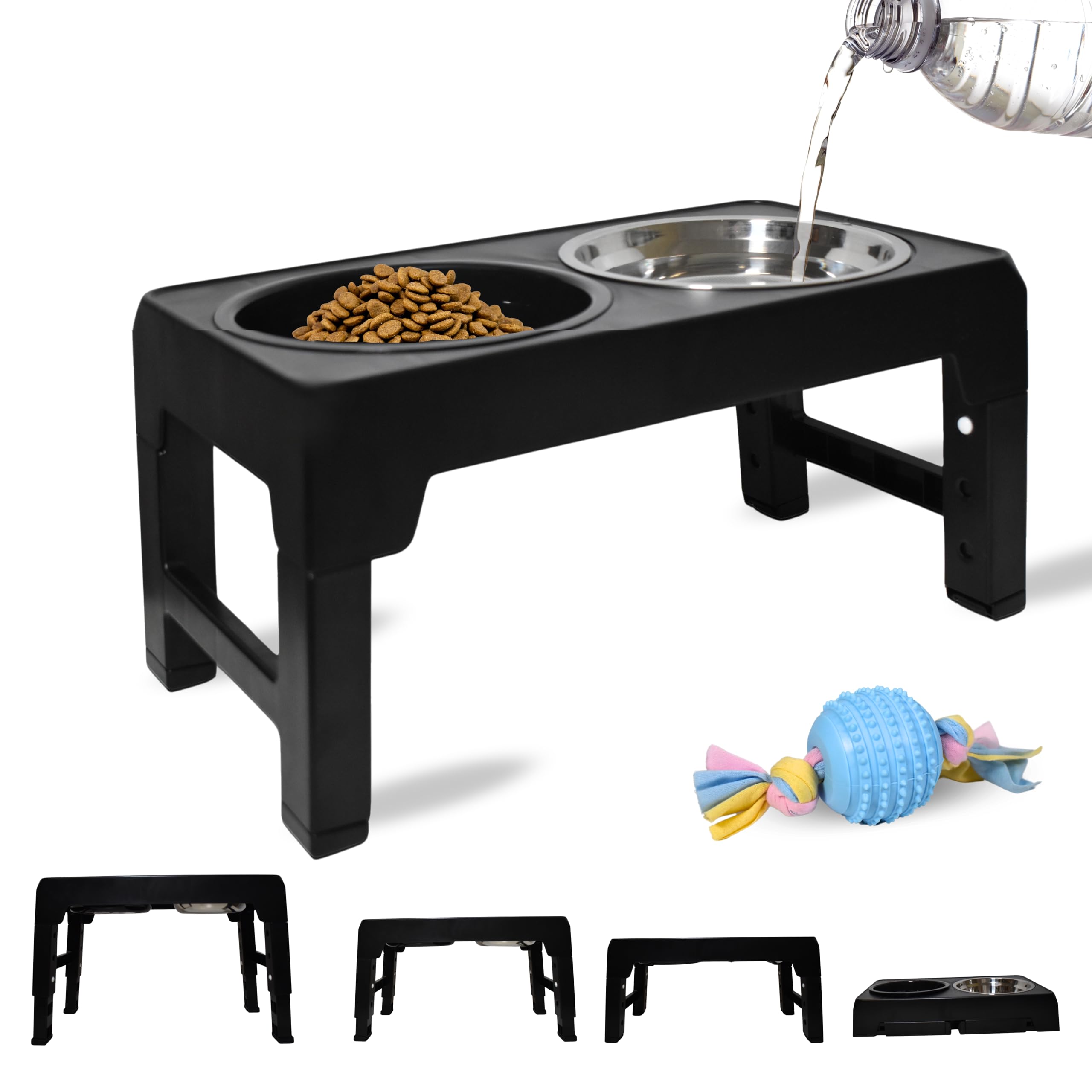 OSWY & FRIENDS | Comedero Perro Elevado | Antivoracidad | Ajustable 22/26/30cm | Juguete Gratis | Bebedero Perro y Comederos para Perros Grandes | Perros Grandes y Alto, Pequeño, Mediano