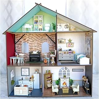 Make Market Dollhouse Kit, Unfinished Wooden Bungalow Display, Natural, 24" x 23.3" x 8.5", 1-Pack