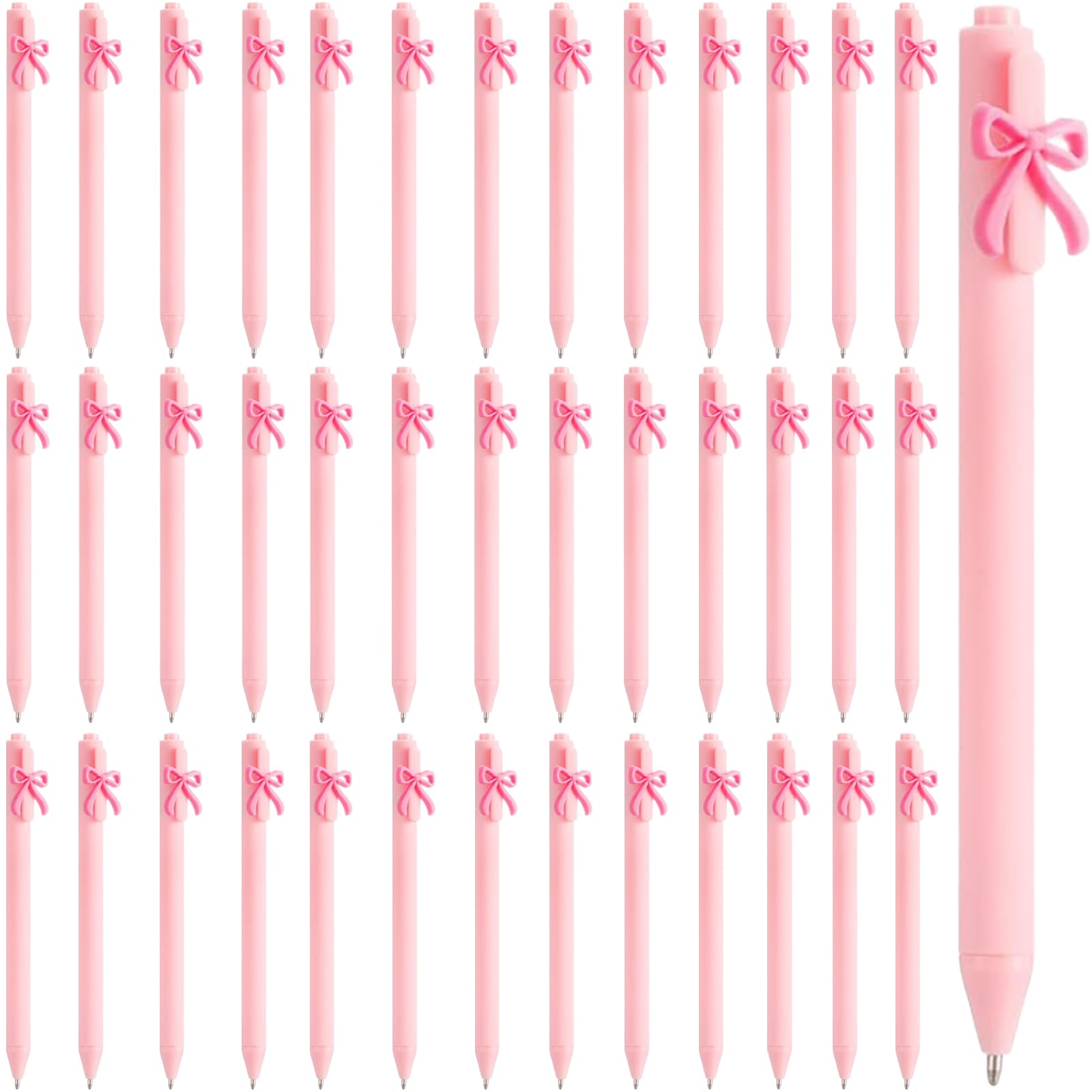 40 Stück rosa Kugelschreiber mit Schleifenmotiv, einziehbare Kugelschreiber mit schwarzer Tinte, 5,39 Zoll Kunststoff-Schreibwaren, mit Klickmechanismus, für Büro, Schule, Frauen