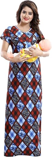 Fabme Women's Sarina Printed Nursing Nighty