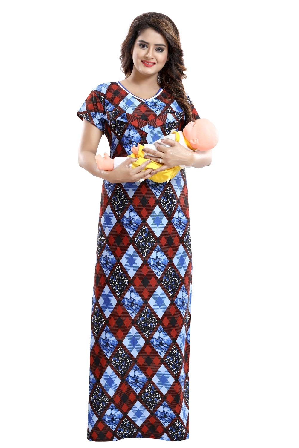 Fabme Women's Sarina Printed Nursing Nighty