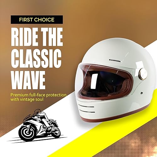 Miniatura 3 de DOT - Casco de motocicleta retro vintage de cara completa, diseño clásico para hombres y mujeres, ligero, resistente al viento, ventilación Cafe