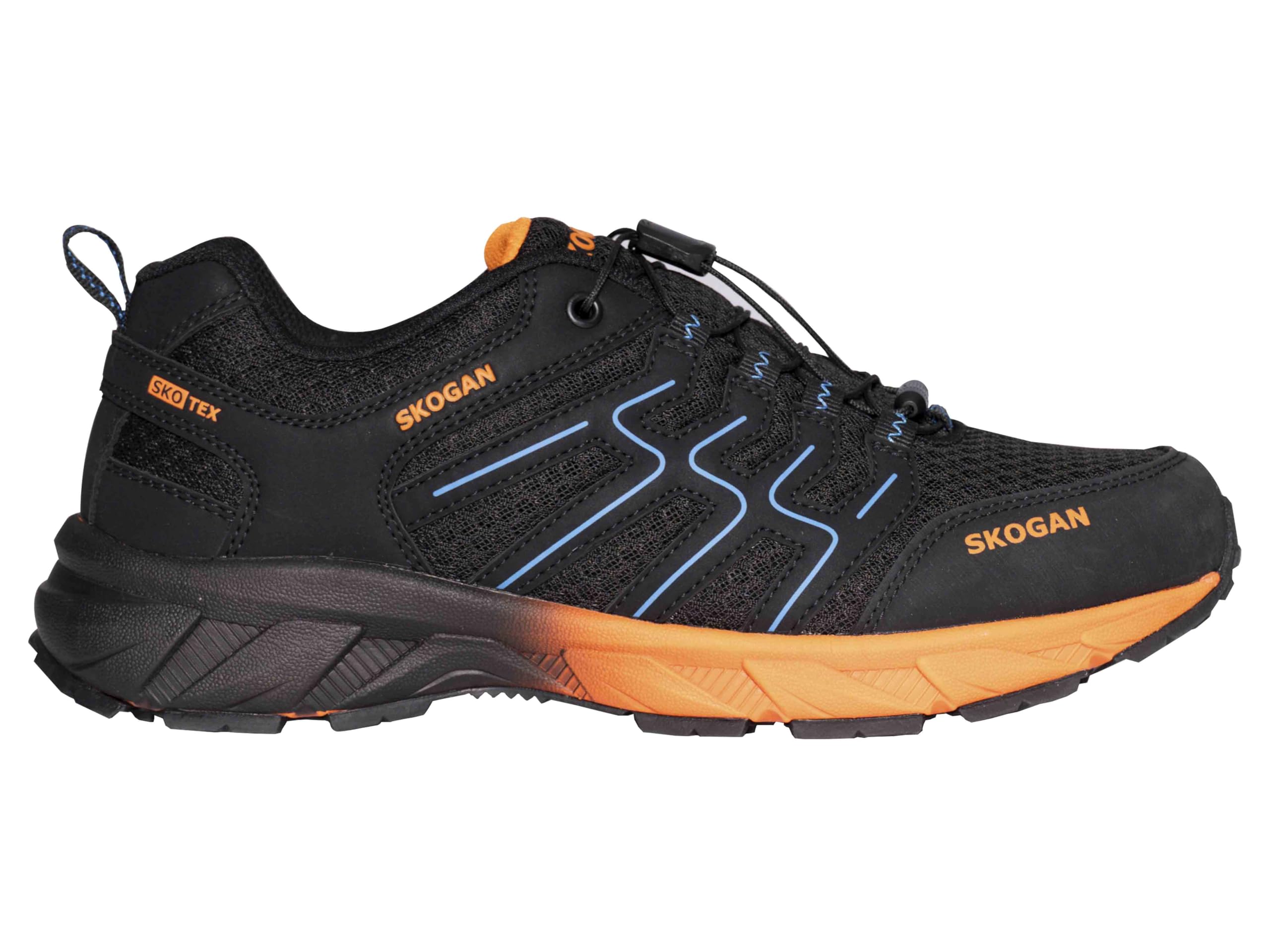 SKOGAN SKO-Runner Wanderschuh, Wasserdicht, Schwarz/Orange, Leichtgewicht mit Schnellschnürung