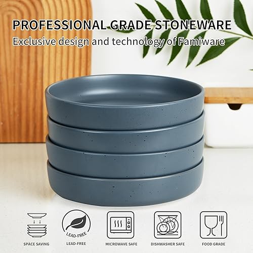 Miniatura 3 de famiware Juego de 4 cuencos para pasta de 8.5 pulgadas, cuencos moteados amanecer para cocina, juego de cuencos de cerámica para Navidad, Acción de