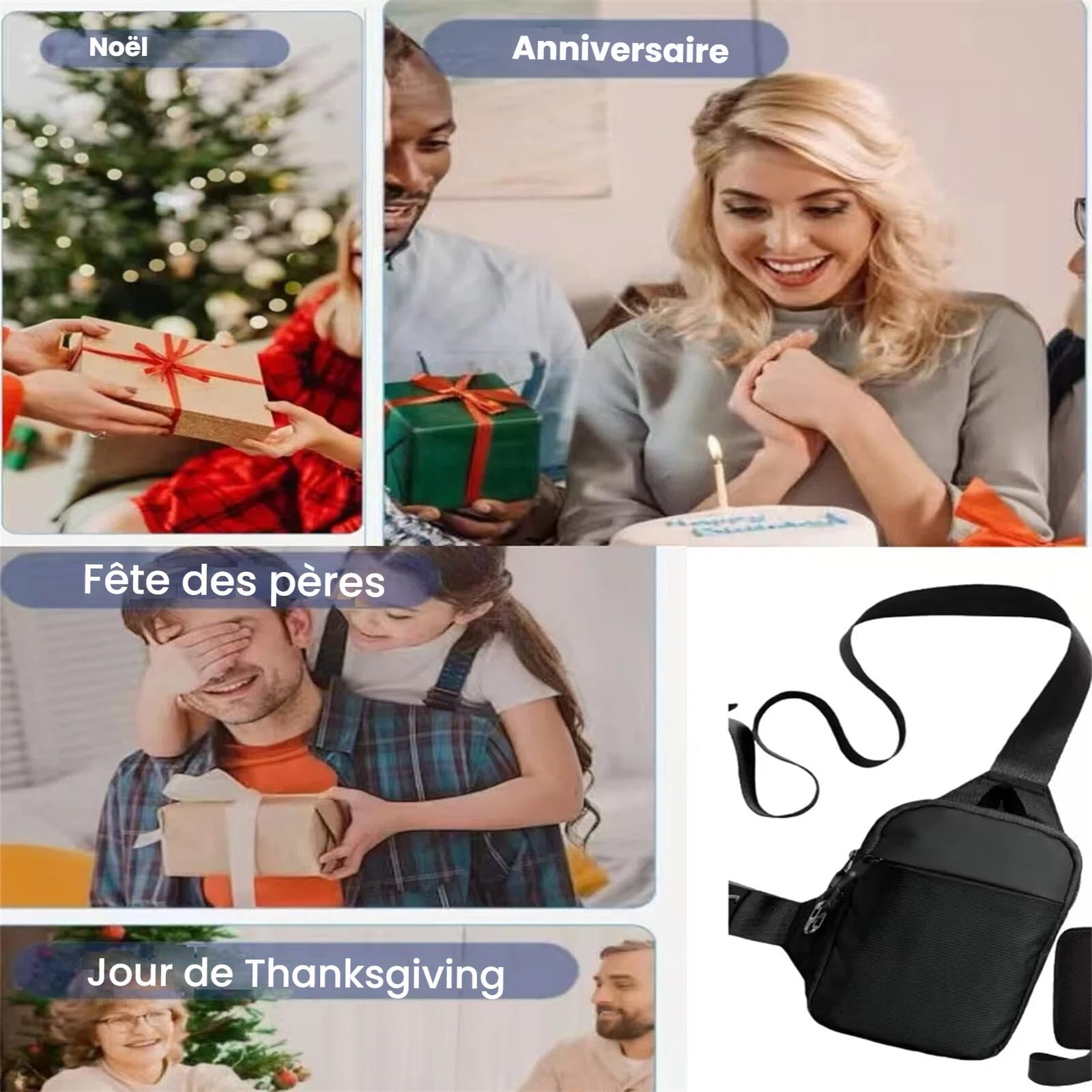 Sacoche nomalero Anti vol, Sacoche Homme Anti Vol, Water-Resistant, Sangle Ajustable, pour Voyage Camping Randonnée Salle De Travail Affaires Loisirs