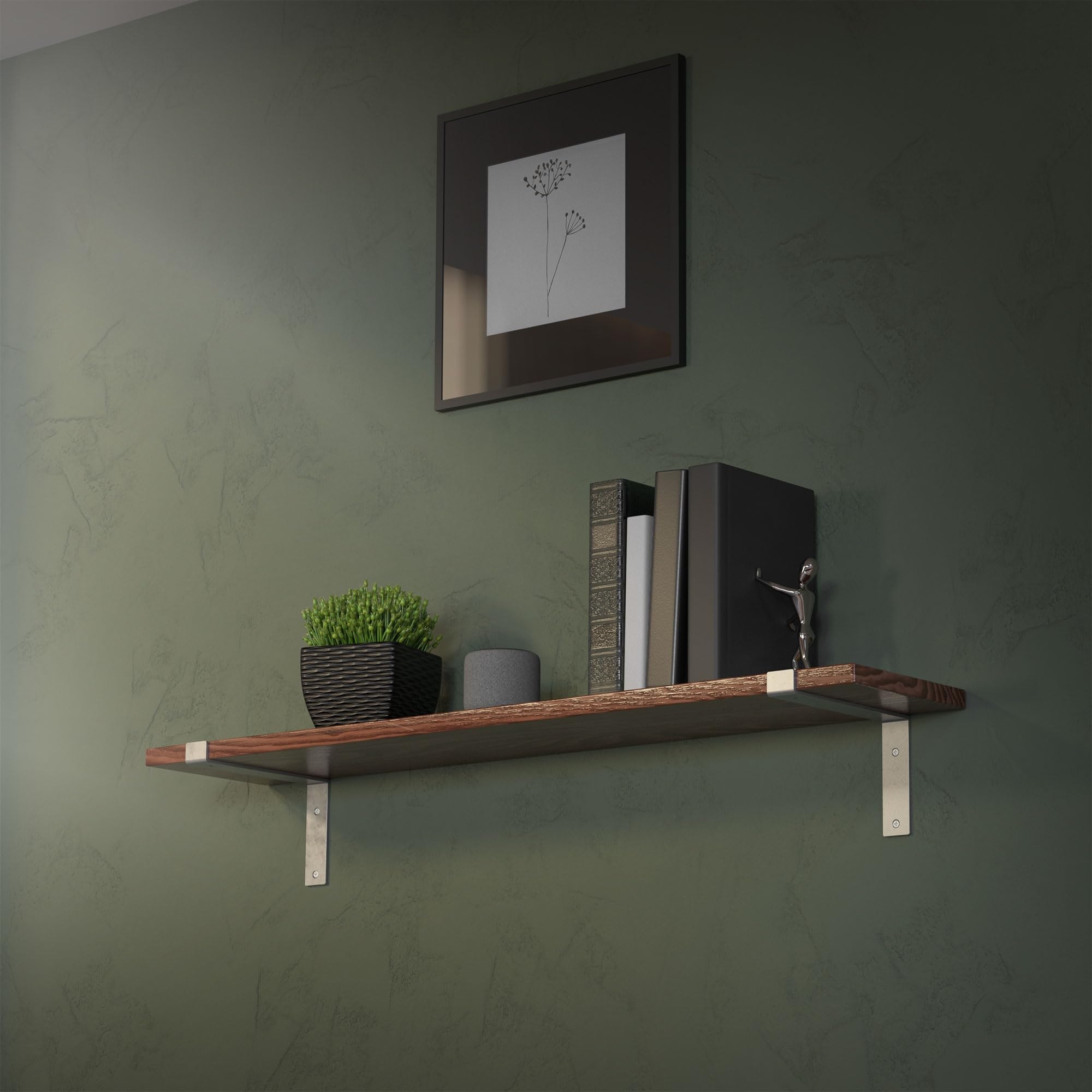 ML-Design Set 4 Staffe per Mensole a L in Metallo Grigio 25 x 4 x 14,5 cm Supporti Angolari per Ripiani Peso Massimo 50 kg con Materiale di Montaggio a Parete Incluso Scaffalature a Muro