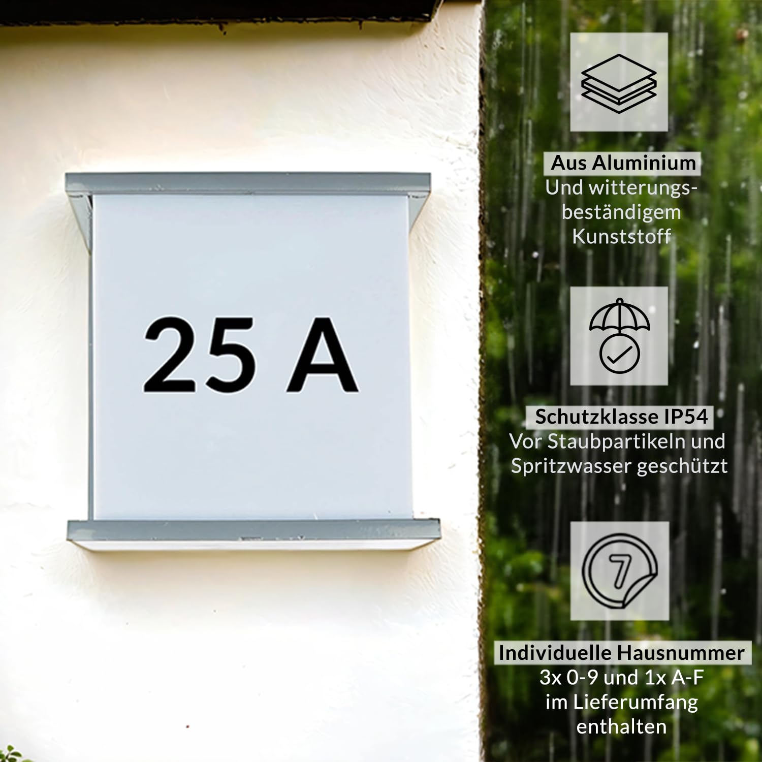 Lampe De Numéro De Maison XSolar SOL-O HN, Lampe Solaire Avec Numéro De Maison éclairé