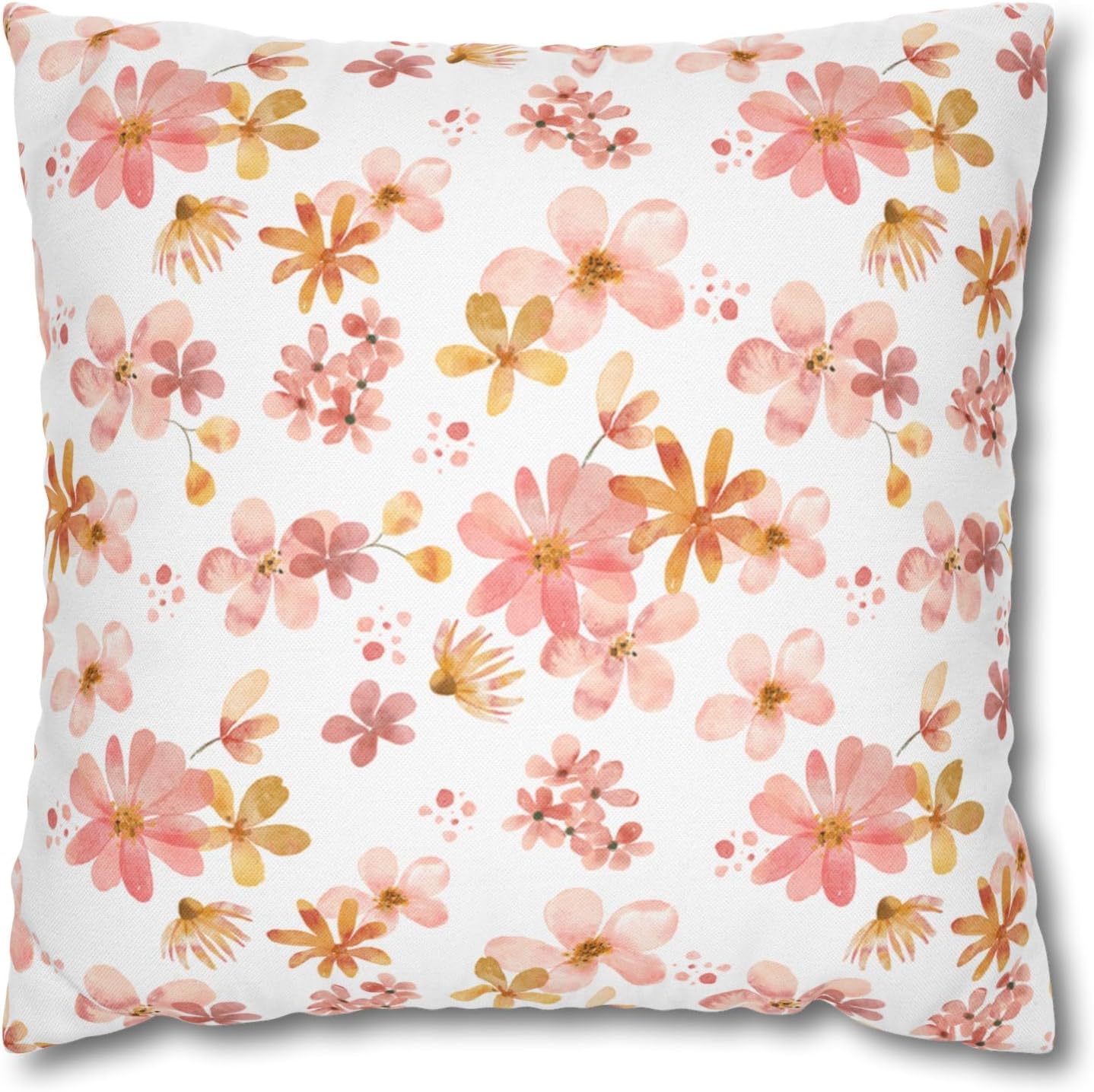 Spring Forward Floral Pink Pillowcase, Decorative Throw Pillow Cover, Home Decor Accent, Flower Pattern Cushion Case