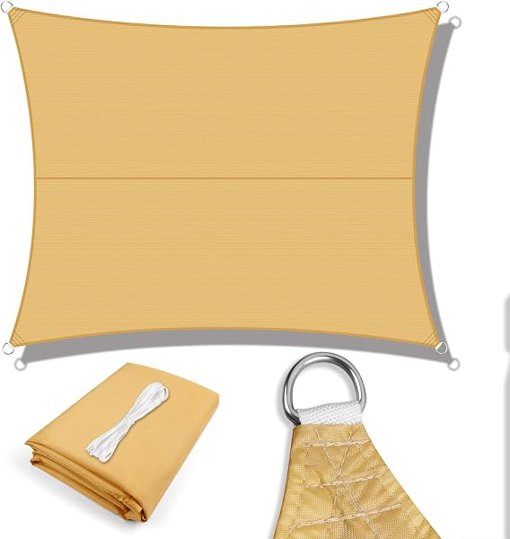 LOVE STORY Toldo Vela Rectangular 2.5x4m, Vela de Sombra Impermeable Oxford, Protección Rayos UV Toldos para Exterior Patio Jardín Terrazas, Arena - 1