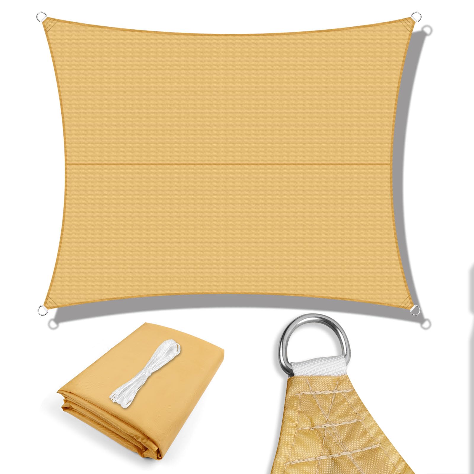 LOVE STORY Toldo Vela Rectangular 2.5x4m, Vela de Sombra Impermeable Oxford, Protección Rayos UV Toldos para Exterior Patio Jardín Terrazas, Arena
