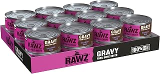 Rawz Natural Premium Minced Canned Cat Food in Gravy from Bone Broth - Made with Real Meat Ingredients No BPA & Gums - (5.5 Ounce Cans) (Pack of 24), Tuna & Salmon