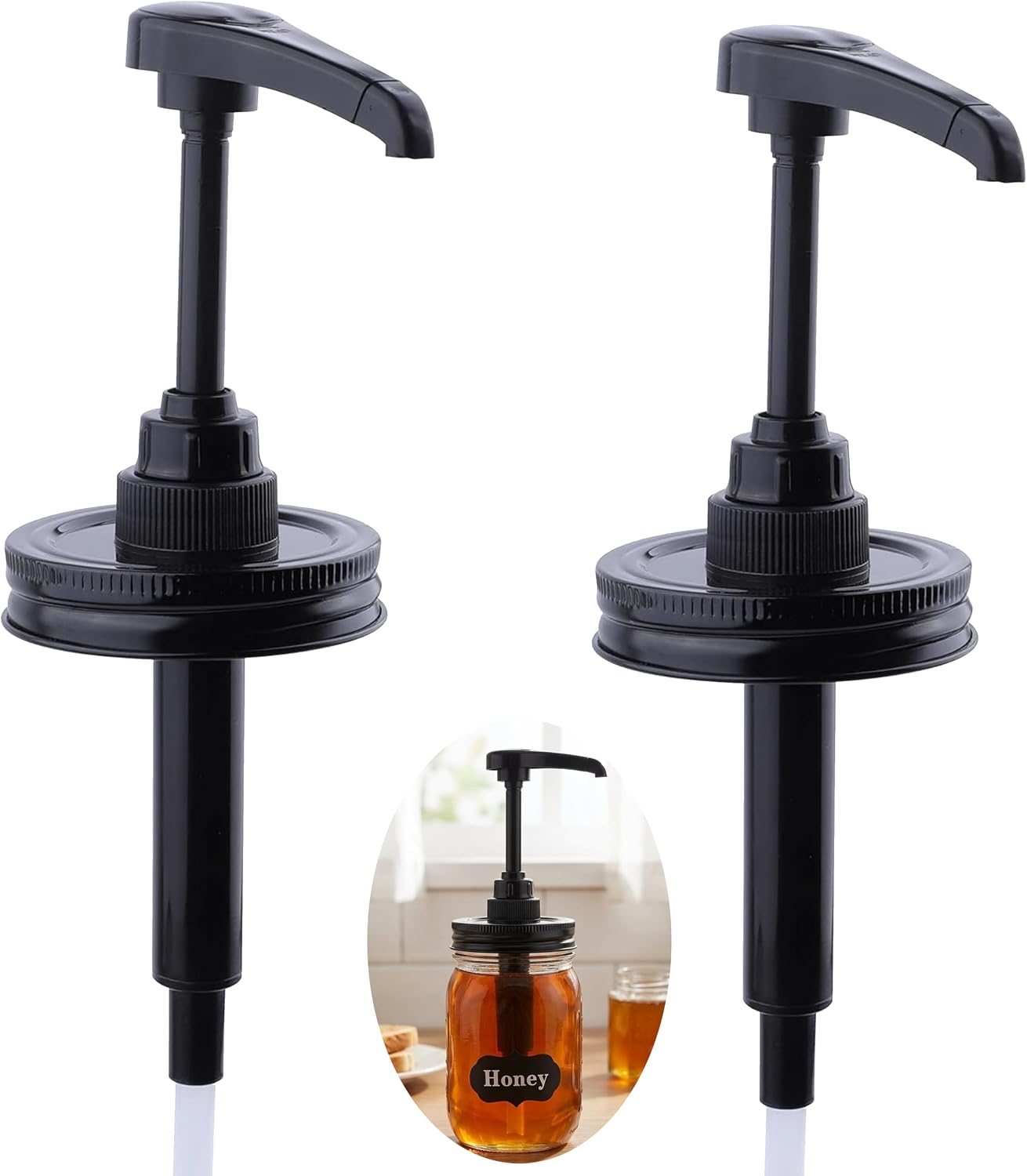 Syrup Sauce Honey Dispenser Pump Lid For Wide Mouth Mason Jar Ketchup Pumps