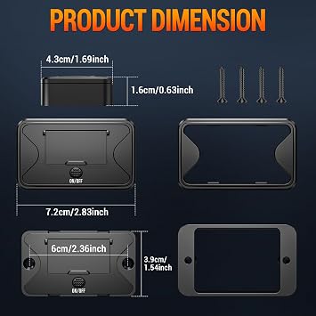 78W 4 Port 12V USB Outlet Wall Mount, Charger Socket Panel Surface Mount with LED Voltage Display ON/Off Switch, Dual 36W & 30W PD & Dual 18W QC3.0 for Bus RV Truck Marine Golf Cart