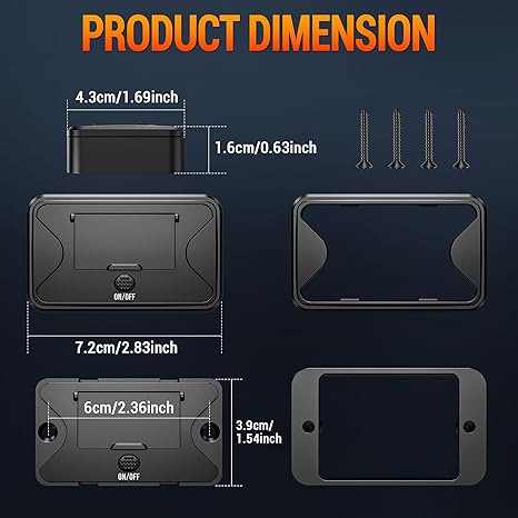 78W 4 Port 12V USB Outlet Wall Mount, Charger Socket Panel Surface Mount with LED Voltage Display ON/Off Switch, Dual 36W & 30W PD & Dual 18W QC3.0 for Bus RV Truck Marine Golf Cart
