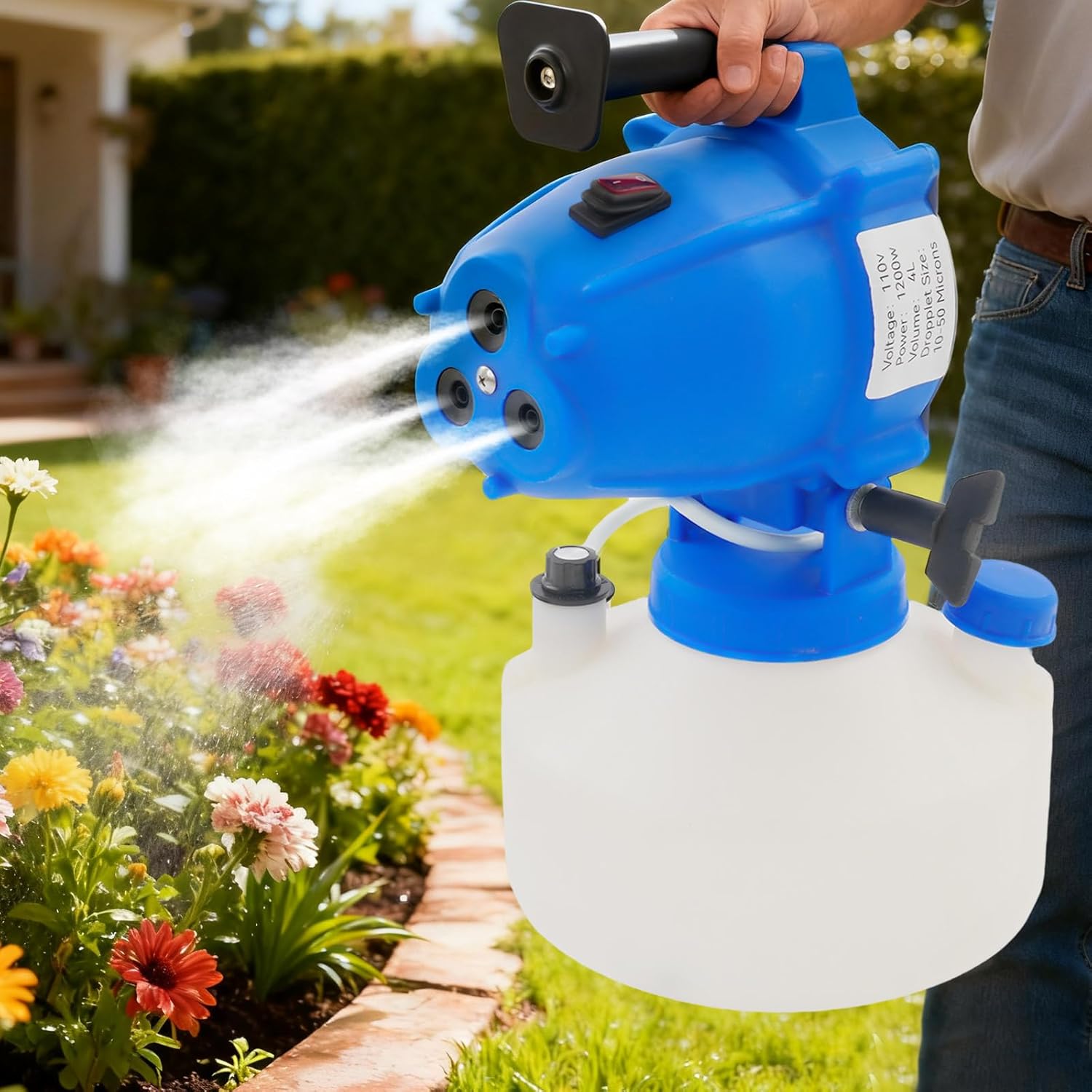 4L (1.06 Gallon) Electric ULV Portable Fogger Sprayer Machine Cold Fogger Machine Spraying Distance 26.25ft for Home,Hotel,Church,School,Yard