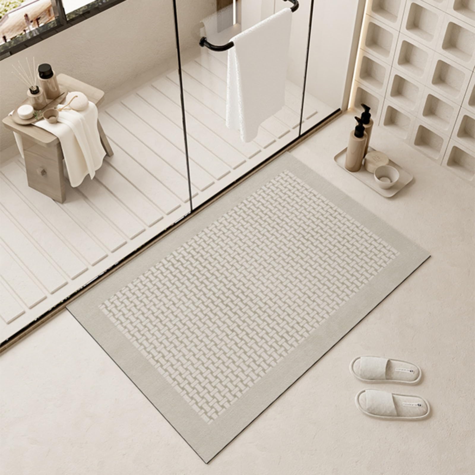 Tapis de bain antidérapant mince 40x60cm en caoutchouc à séchage rapide