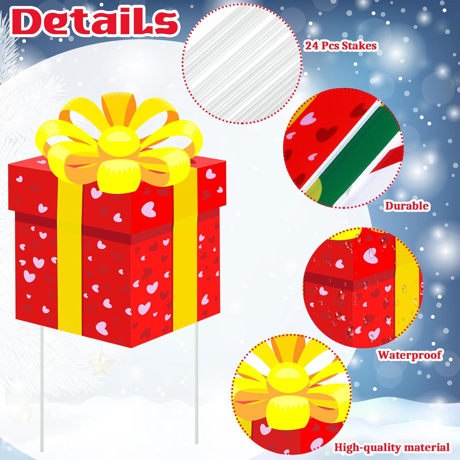 Soaoo 12 Pcs Christmas Decoration Outdoor Yard Sign with Stakes Xmas Lawn Sign Box Sign Decor for Home Outdoor Pathway Walkway Lawn Patio Yard Garden Party Supplies